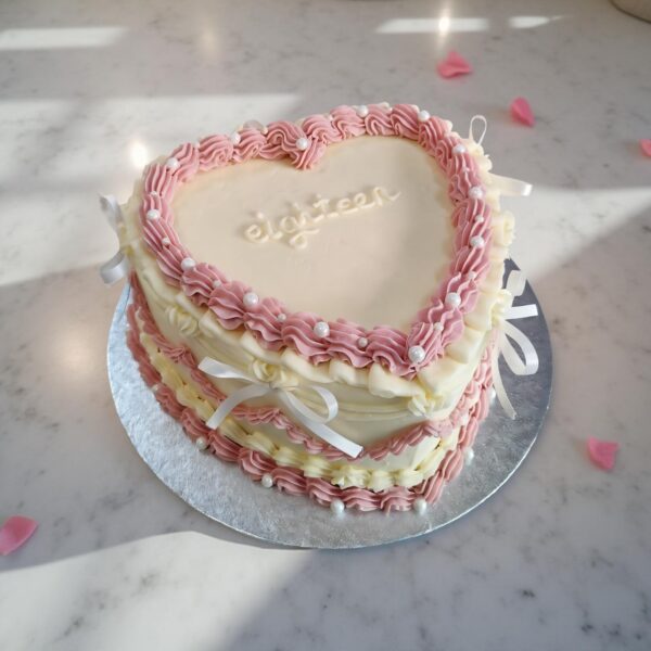 Pink And White Rosette Cake